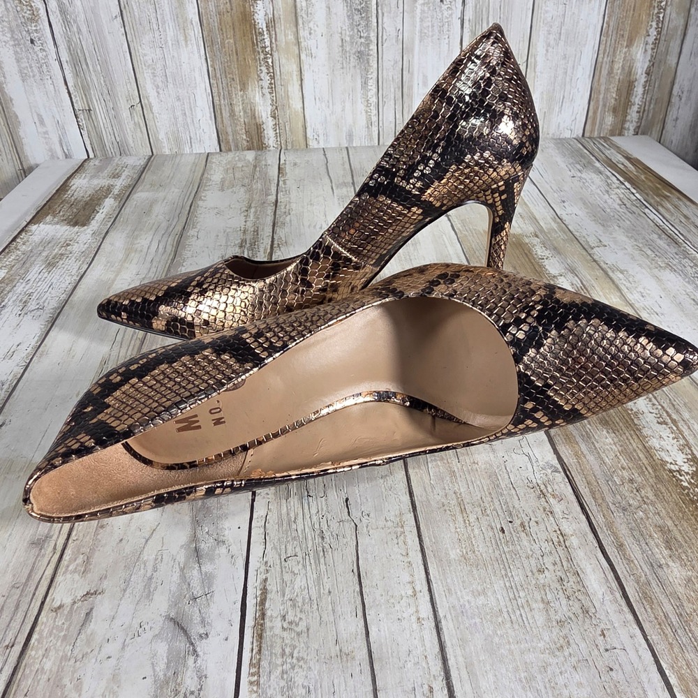 Mix No. 6 Danyah Metallic Bronze Snakeskin Pointed Toe Stiletto Pumps Size 6.5M